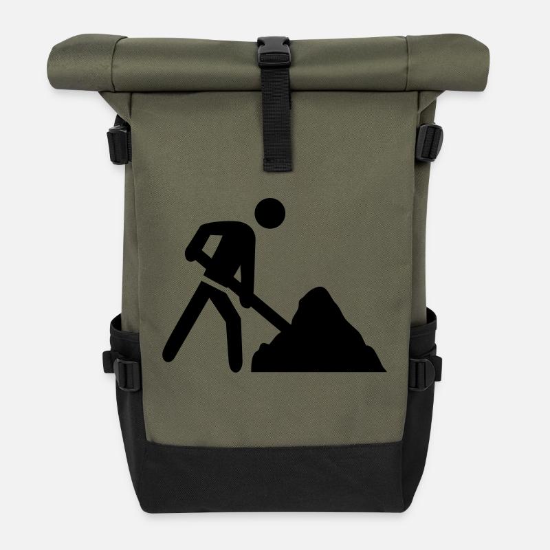baustelle icon - Rolltop Rucksack - Olive/Schwarz