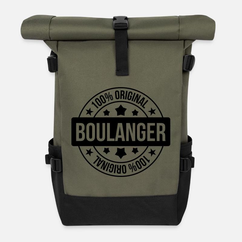 Bäckerei / Kuchen / Arbeit / Job - Rolltop Rucksack - Olive/Schwarz
