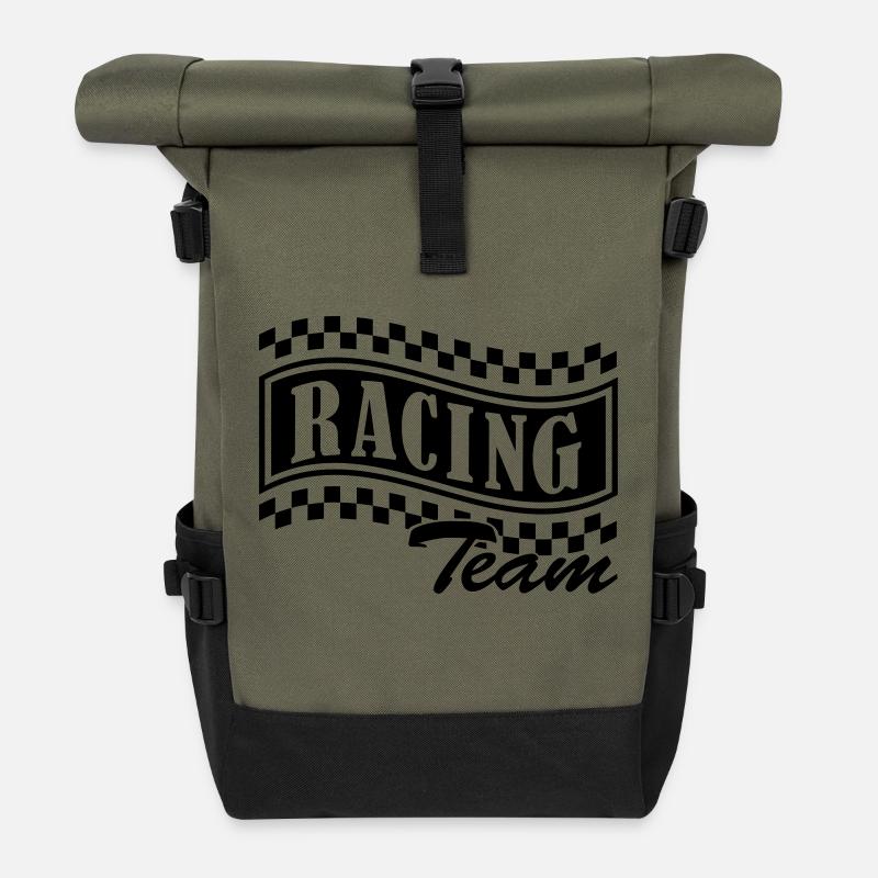 racing_team_001 - Sac à dos roll top - olive/noir