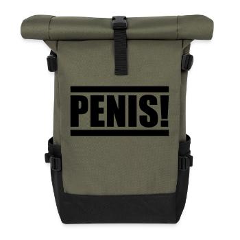 penis design - Rolltop Rucksack - Olive/Schwarz - Vorne
