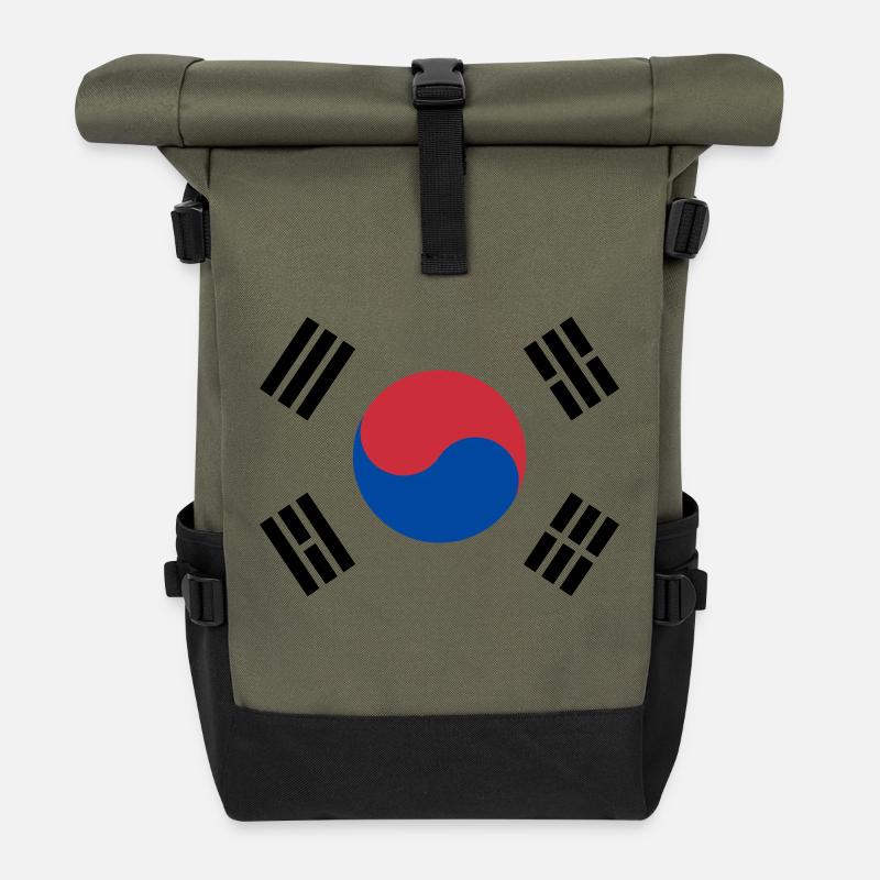 Drapeau Corée du sud / South Korean flag - Sac à dos roll top - olive/noir
