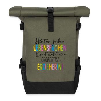 Großartige Erzieherin - Rolltop Rucksack - Olive/Schwarz - Vorne
