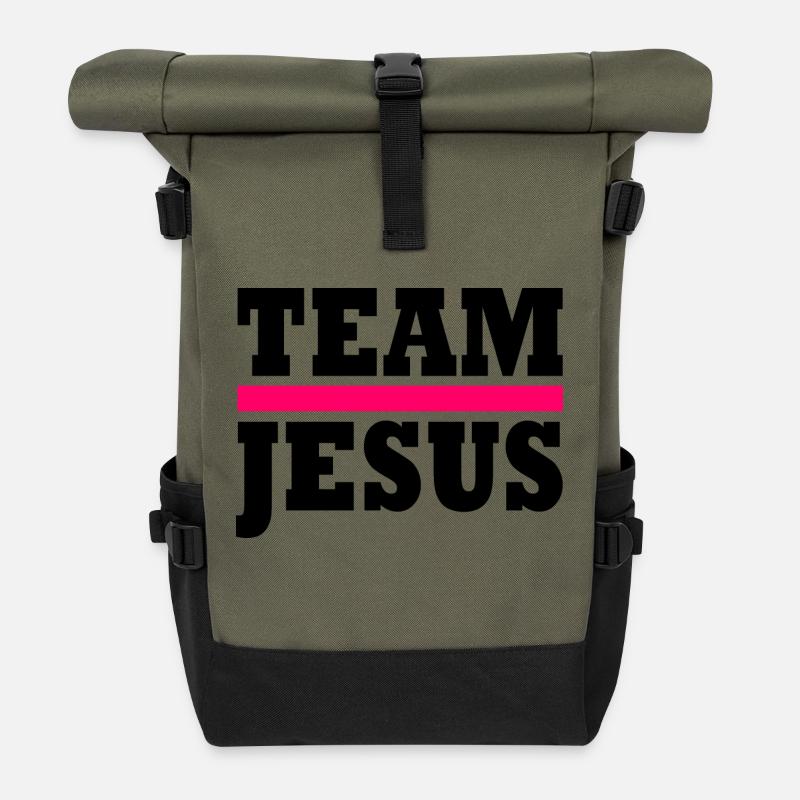 Team jesus - Rolltop Rucksack - Olive/Schwarz
