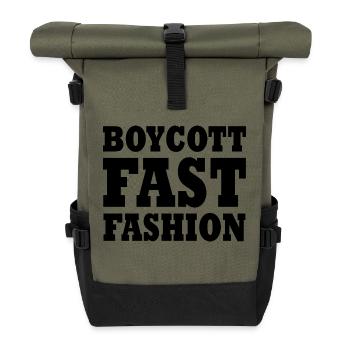 Boycott fast fashion - Roll Top Backpack - olive/black - Front