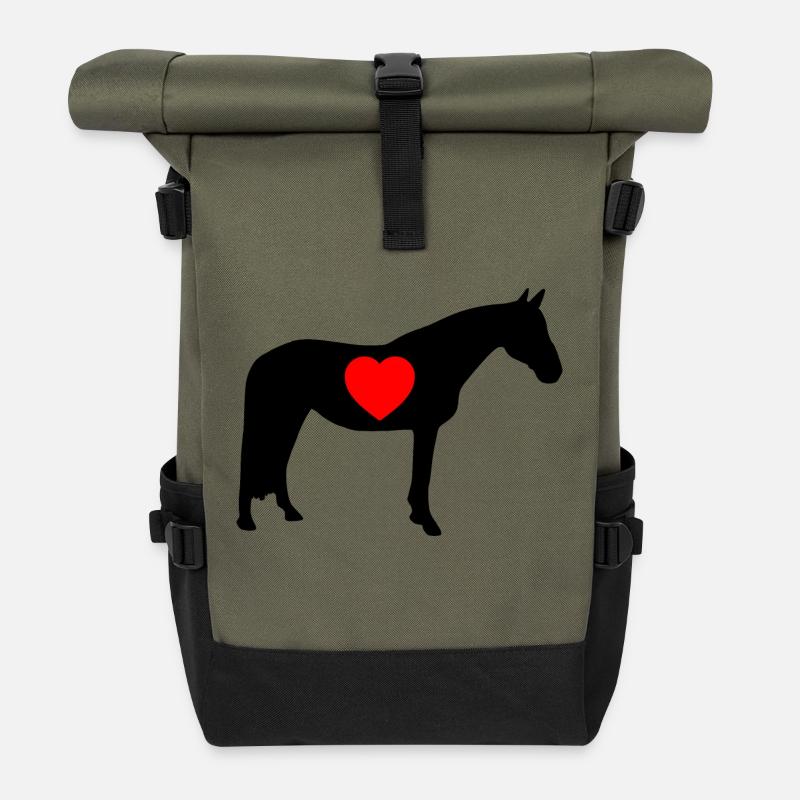 Cheval - Sac à dos roll top - olive/noir