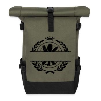 Cutlery menu logo with crown - Roll Top Backpack - olive/black - Front