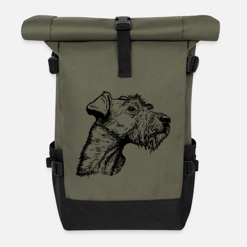 Irish Terrier Portrait - Rolltop Rucksack - Olive/Schwarz