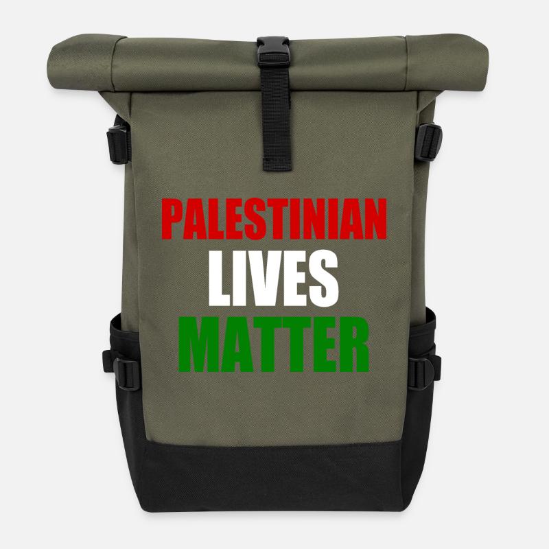 Palestinian lives matter - Rolltop Rucksack - Olive/Schwarz