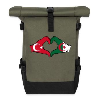 Turquie Algérie Drapeau Coeur Forme Avec Les Mains - Sac à dos roll top - olive/noir - Devant