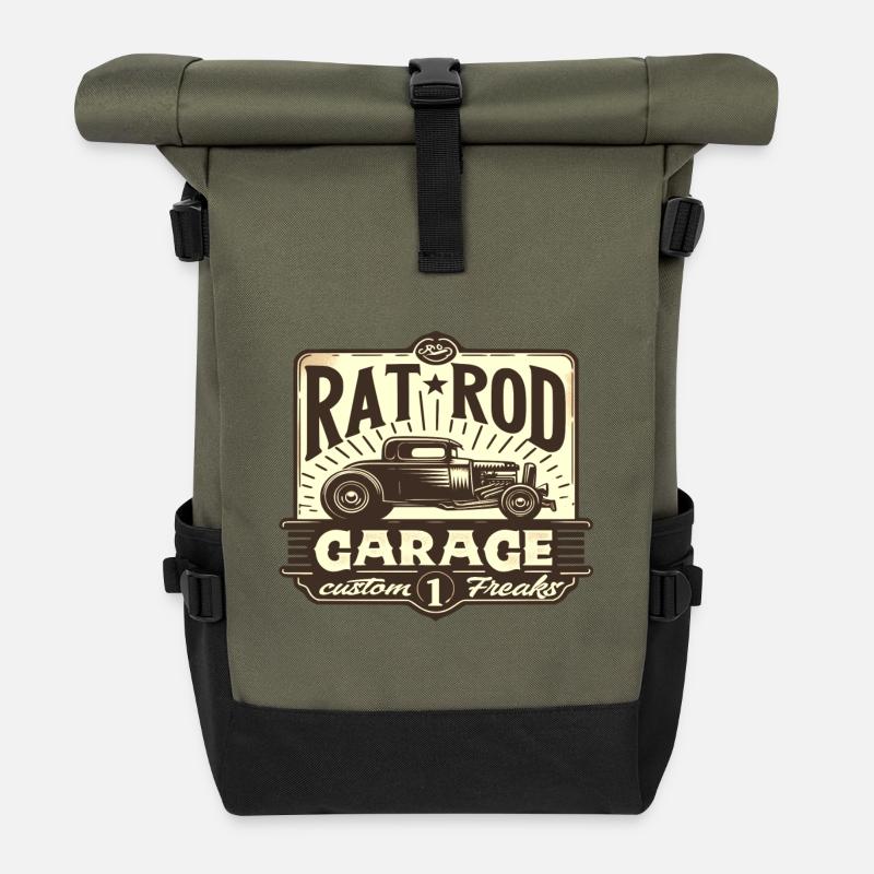 Ratsking Ratlook Shirt – Rustikaler Custom Style - Rolltop Rucksack - Olive/Schwarz