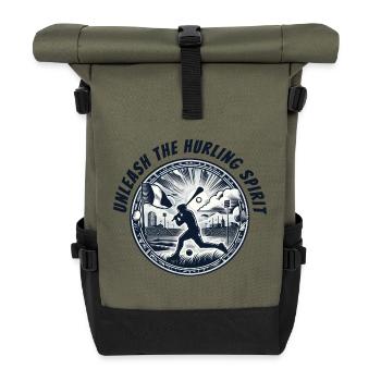 Unleash the Hurling spirit - Roll Top Backpack - olive/black - Front