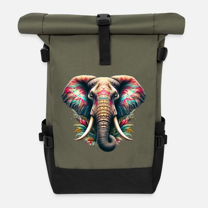 Éléphant - Sac à dos roll top - olive/noir