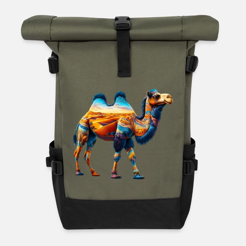 Kamel - Rolltop Rucksack - Olive/Schwarz