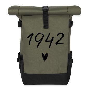 1942 Herzgeburtstag - Rolltop Rucksack - Olive/Schwarz - Vorne