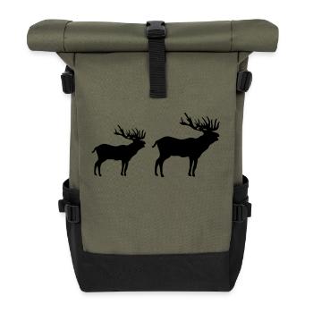 Deer Silhouette - Roll Top Backpack - olive/black - Front