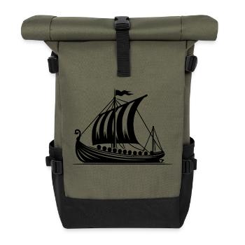 Conception de voile de style viking de bateau-dragon - Sac à dos roll top - olive/noir - Devant