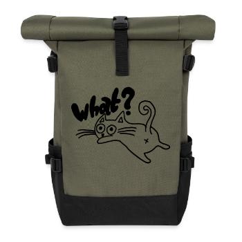 Cat What? Gift - Roll Top Backpack - olive/black - Front