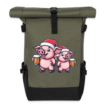 Pig Christmas Beer Crew - Roll Top Backpack - olive/black - Front