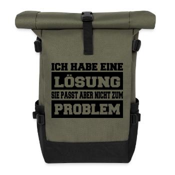 Lustiger Spruch Bild Witzig Humor Geschenkidee - Rolltop Rucksack - Olive/Schwarz - Vorne
