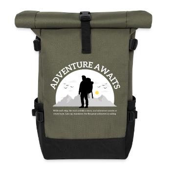 wandern Natur - adventure awaits - Rolltop Rucksack - Olive/Schwarz - Vorne