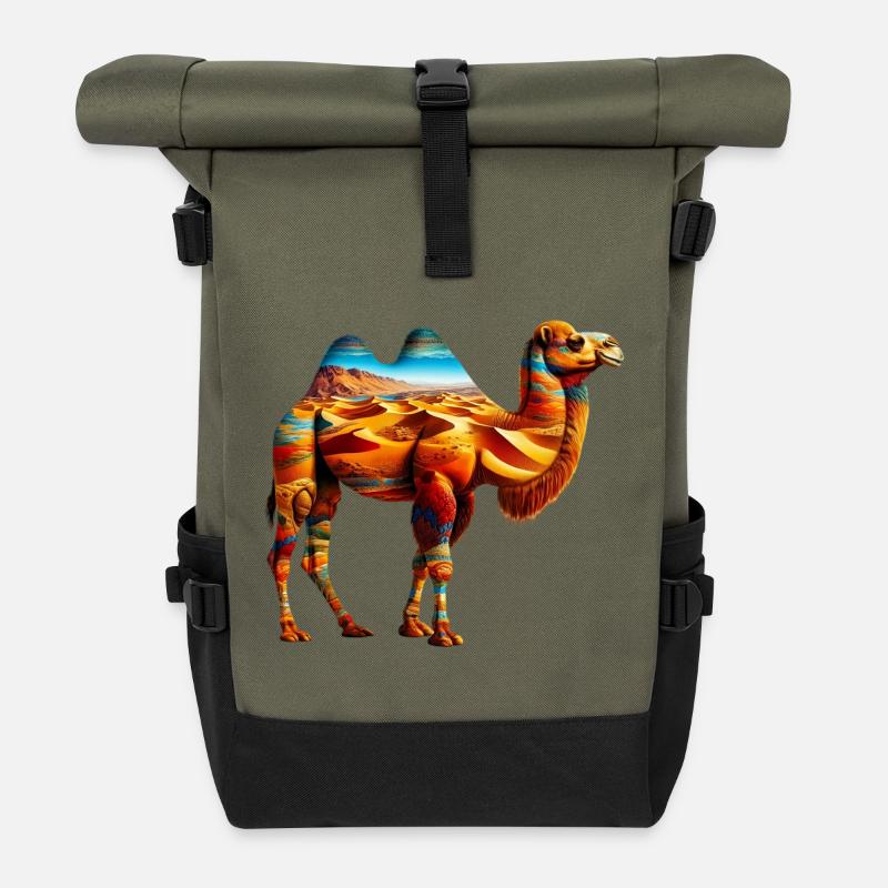Kamel - Rolltop Rucksack - Olive/Schwarz