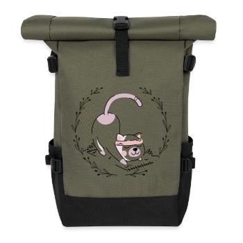 Pink Pup Blindfold Charm - Roll Top Backpack - olive/black - Front