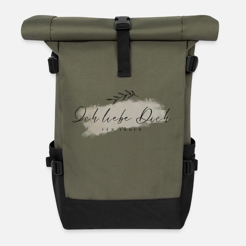 Ich liebe Dich für immer - Rolltop Rucksack - Olive/Schwarz