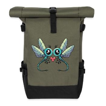 Libelle Paar Valentinstag - Rolltop Rucksack - Olive/Schwarz - Vorne