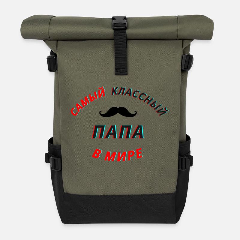 Bester Papa russisch - Rolltop Rucksack - Olive/Schwarz