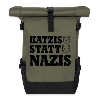 katzis statt nazis - Rolltop Rucksack - Olive/Schwarz - Vorne