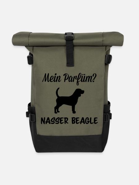 Parfüm nasser Beagle - Rolltop Rucksack - Olive/Schwarz