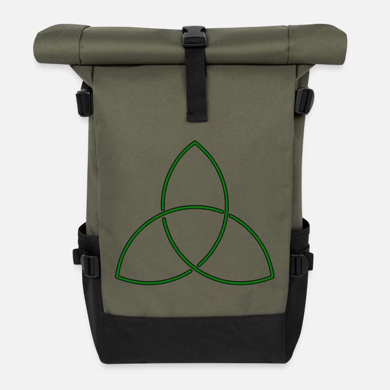 Celtic knot (Triquetra) - Roll Top Backpack - olive/black