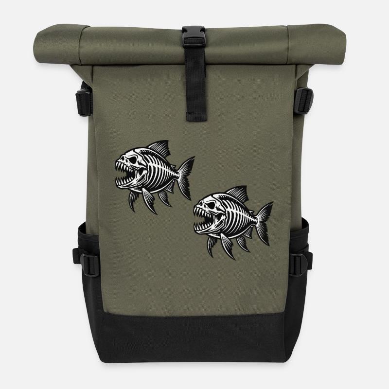 Squelette Piranha 2 - Sac à dos roll top - olive/noir