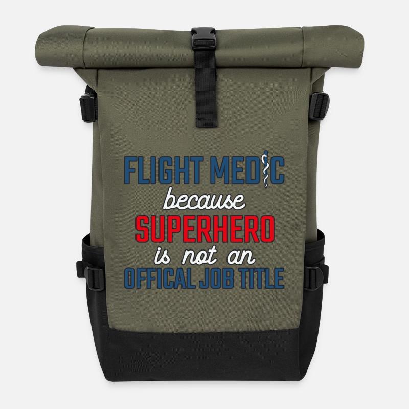 Flight Paramedic Superhero Luftrettung - Rolltop Rucksack - Olive/Schwarz