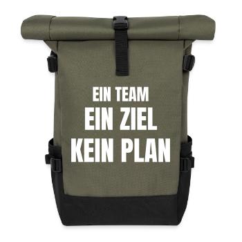Ein Team, ein Ziel, kein Plan! - Rolltop Rucksack - Olive/Schwarz - Vorne