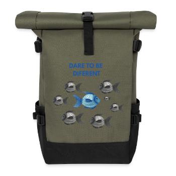 Dare to be different blue - Roll Top Backpack - olive/black - Front