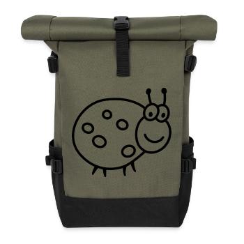 Ladybug – Cute lucky charm garden motif - Roll Top Backpack - olive/black - Front