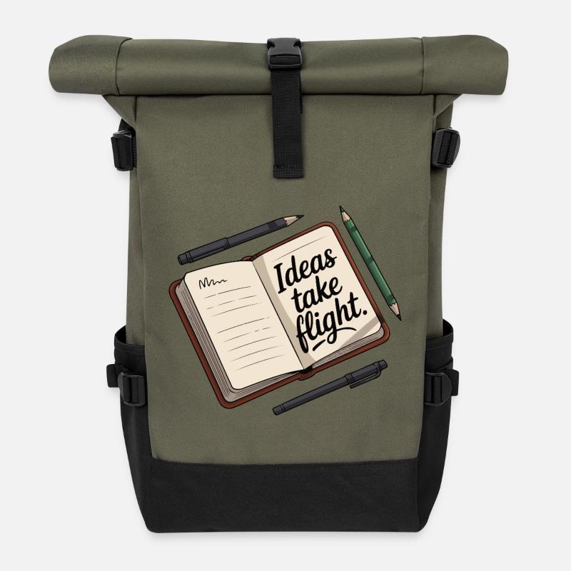 Ideen Take Flight Notizbuch Kunst - Rolltop Rucksack - Olive/Schwarz