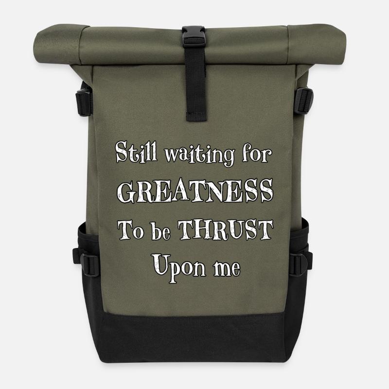 Ich warte immer noch darauf, dass mir Größe aufgezwungen wird - Rolltop Rucksack - Olive/Schwarz