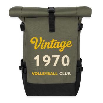 Millésime 1970 – Club de volley-ball Rétro Année de naissance - Sac à dos roll top - olive/noir - Devant