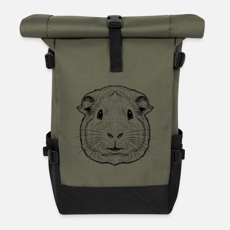 Meerschweinchen - Rolltop Rucksack - Olive/Schwarz