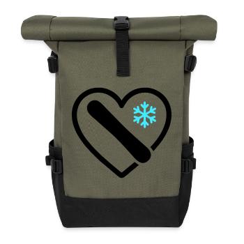 Snowboard Heart Mountain Snow Winter - Roll Top Backpack - olive/black - Front