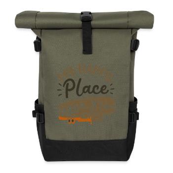 My Happy Place RV Camper Grunge Design - Roll Top Backpack - olive/black - Front