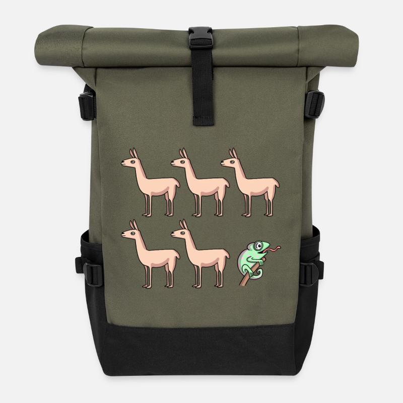 Llama Chamäleon - Rolltop Rucksack - Olive/Schwarz