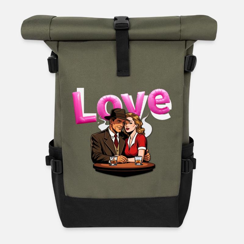 Amour + Amants - Sac à dos roll top - olive/noir
