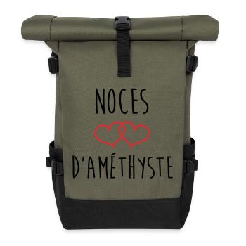 Amethyst Wedding 48 Years of Marriage - Roll Top Backpack - olive/black - Front