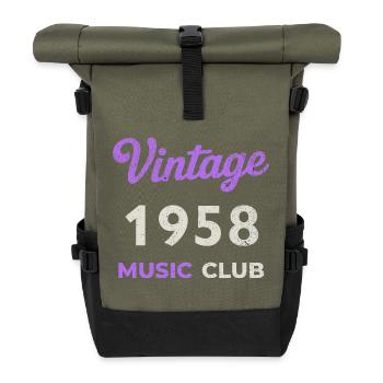 Vintage 1958 Music Club Retro Geburtsjahr Jahrgang - Rolltop Rucksack - Olive/Schwarz - Vorne