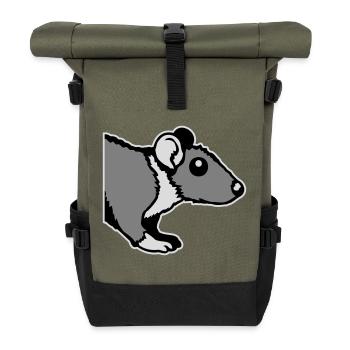 Ratte Vorderseite Halb Neugierig Lustig Nagetier - Rolltop Rucksack - Olive/Schwarz - Vorne