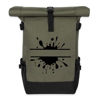Mud Run Splash – Customisable Design - Roll Top Backpack - olive/black - Front