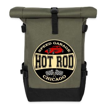 hot rod logo - Rolltop Rucksack - Olive/Schwarz - Vorne